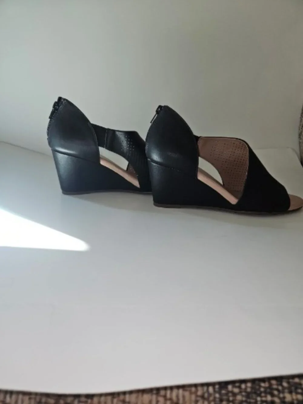 Journee Collection Black Slingback Wedge